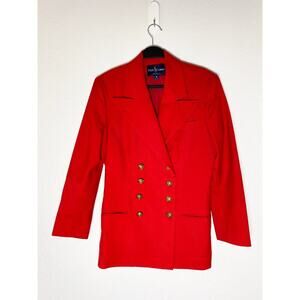 Vintage Ralph Lauren Blue Label Women's Double Breasted Blazer Gold Buttons USA